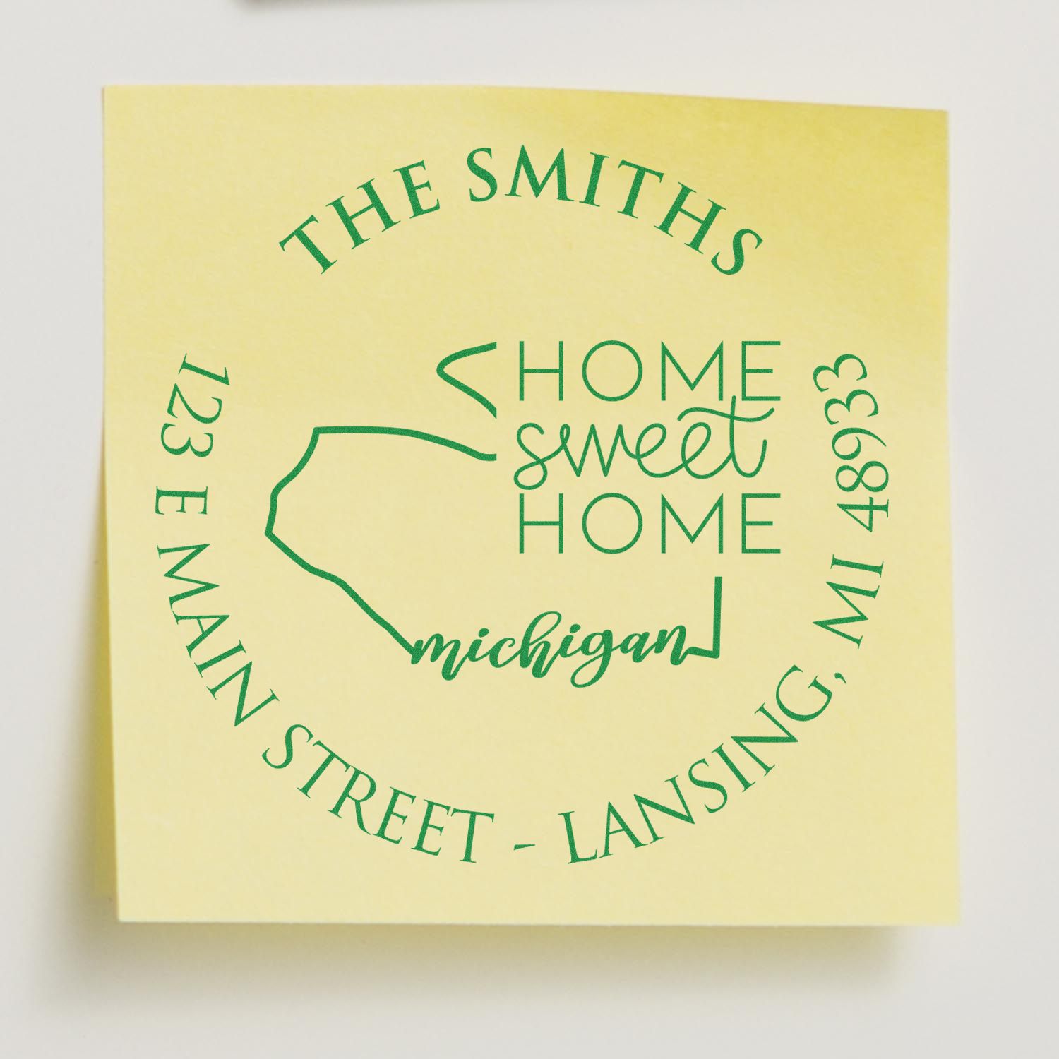 Round PSI Michigan State Home Sweet Home Personalized Address Label Stamp