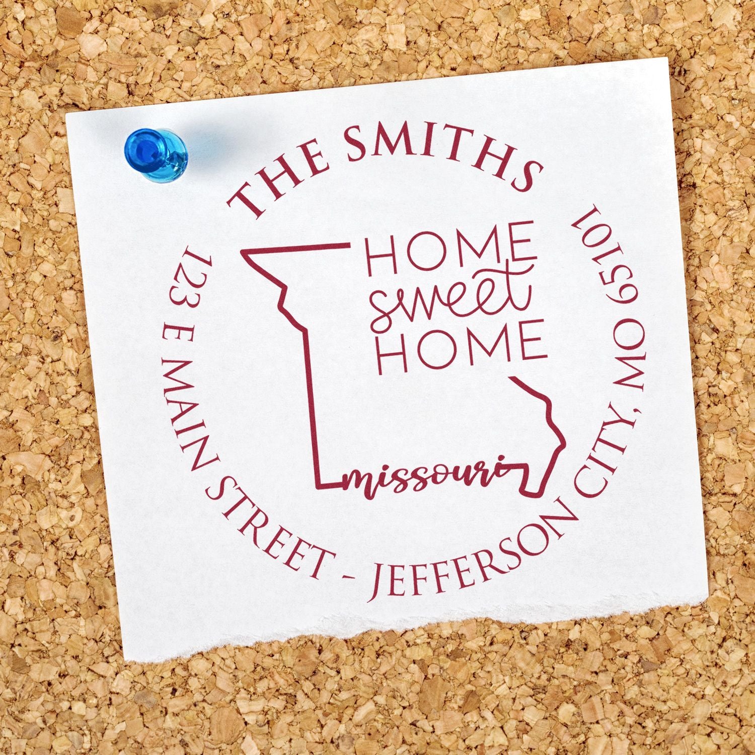 Round PSI Missouri State Home Sweet Home Personalized Address Return Stamp