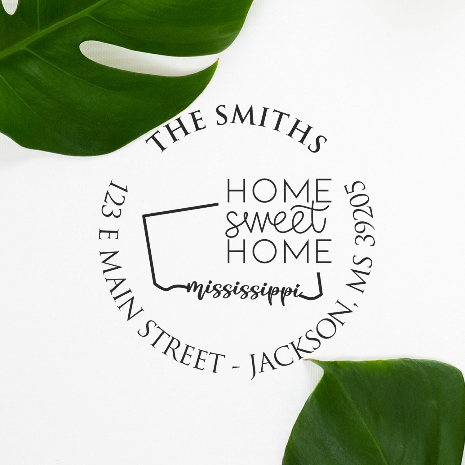 Self-Inking Round Mississippi State Home Sweet Home Personalized New Home Address Stamp