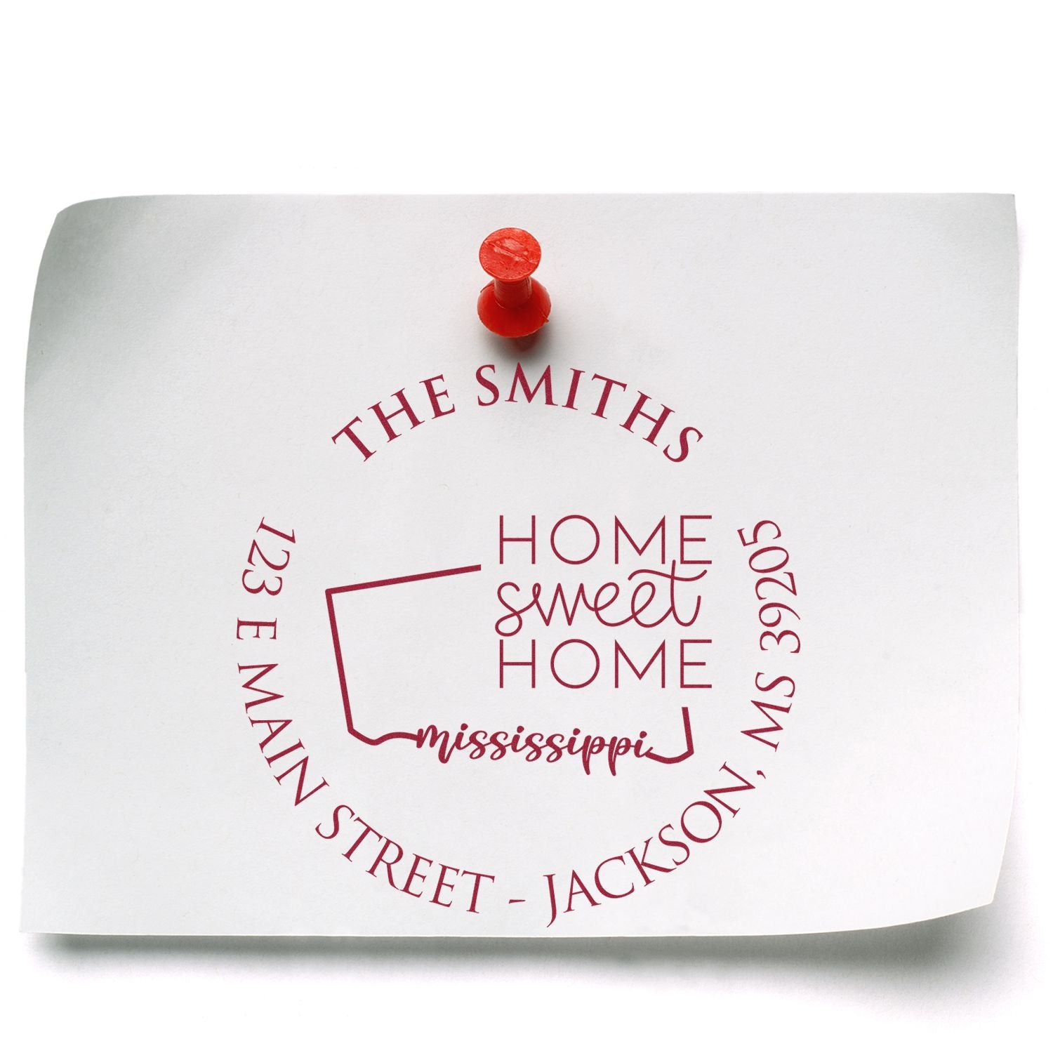 Wooden Handle Round Mississippi State Home Sweet Home Custom Home Address Rubber Stamp