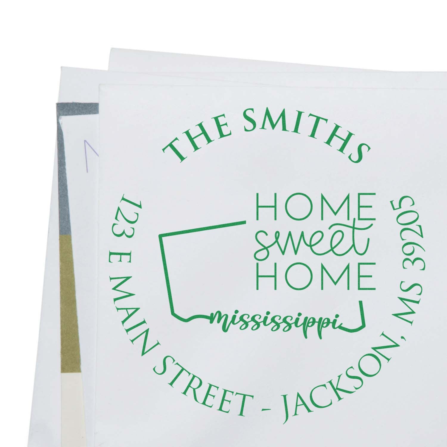 Self-Inking Round Mississippi State Home Sweet Home Personalized New Home Address Stamp