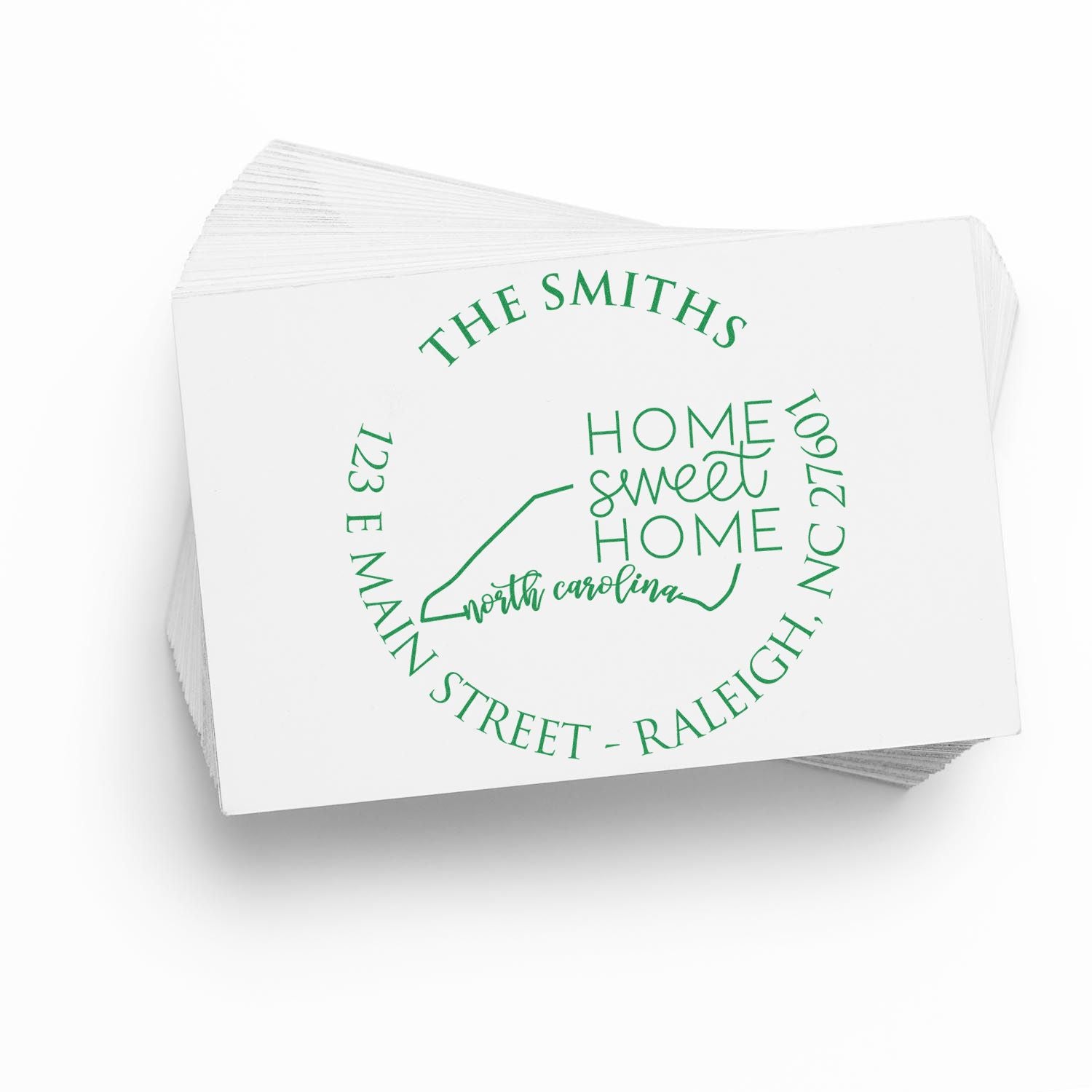 Round PSI North Carolina State Home Sweet Home Personalized Home Address Pre-Inked Stamp