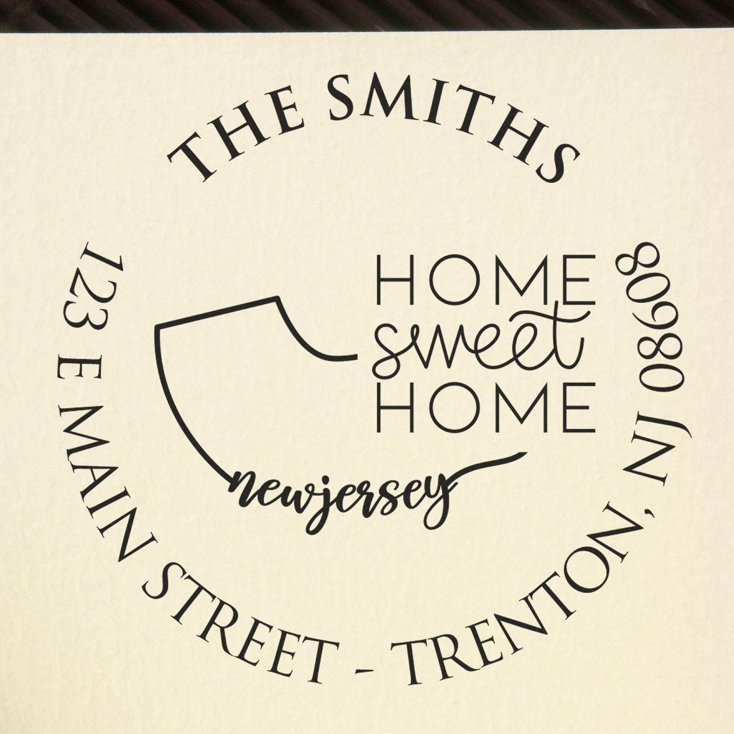 Slim New Jersey State Home Sweet Home Home Address Pre-Inked Stamp