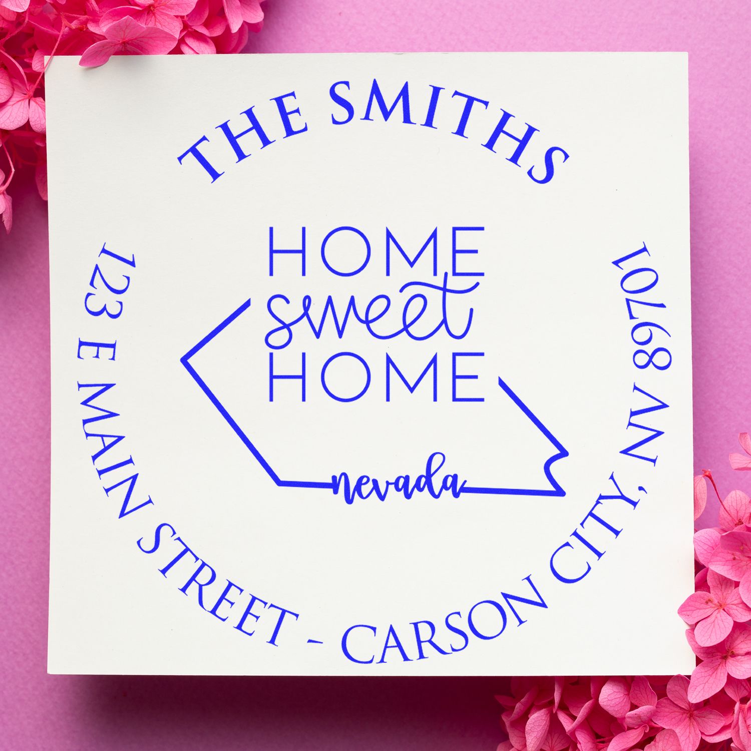 Round PSI Nevada State Home Sweet Home Personalized Address Stamp