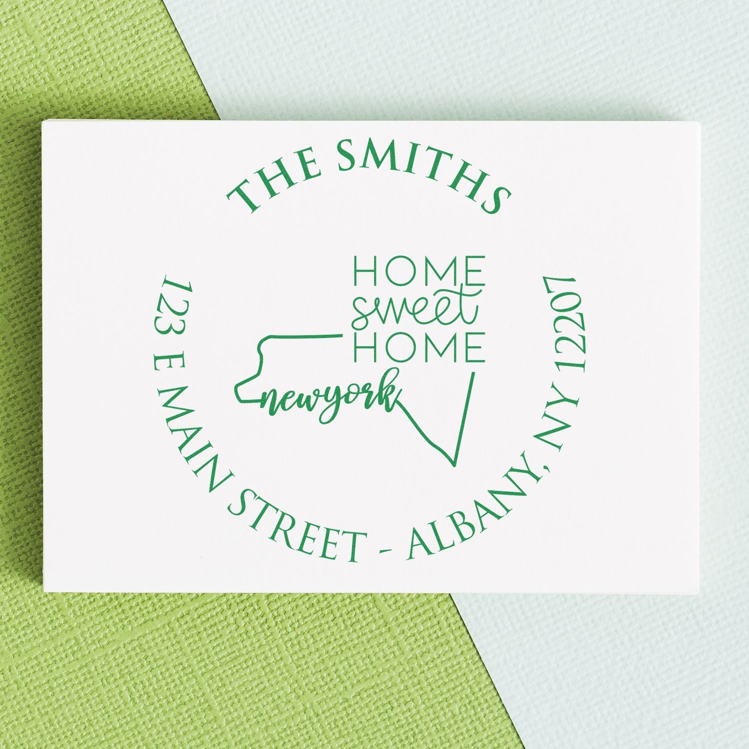 Round PSI New York State Home Sweet Home Personalized Home Address For Envelopes Stamper