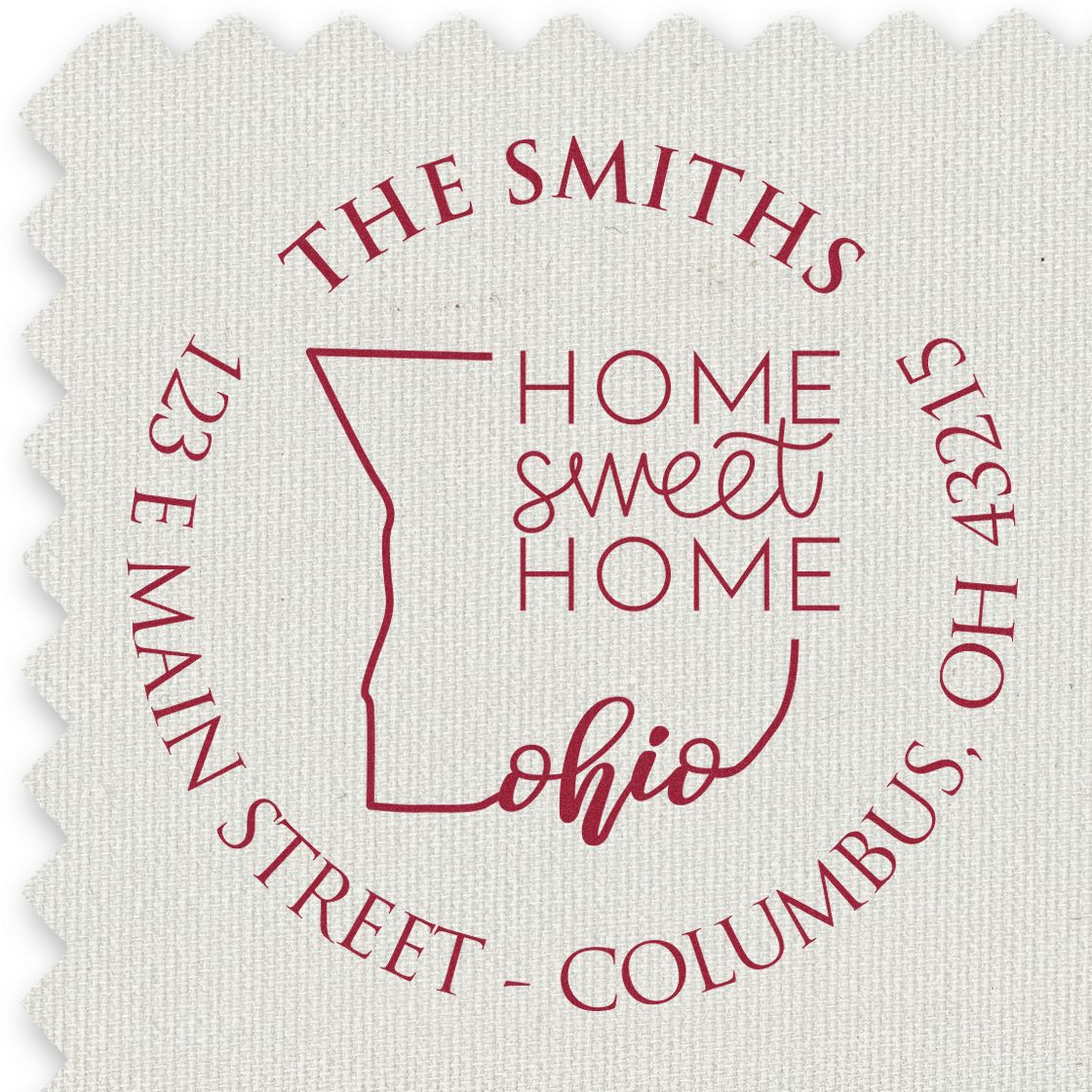 Wooden Handle Round Ohio State Home Sweet Home Custom Mailing Stamp