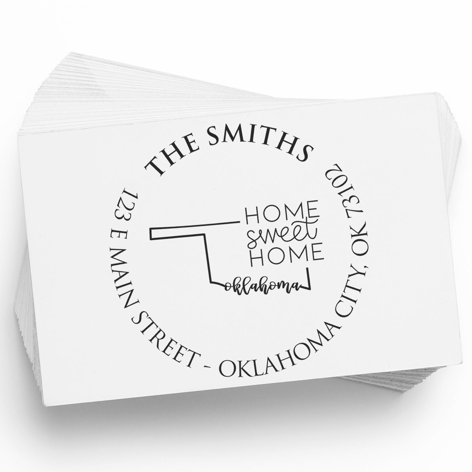 Self-Inking Round Oklahoma State Home Sweet Home Address Return Stamp