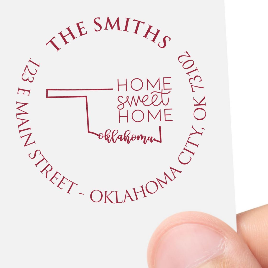 Wooden Handle Round Oklahoma State Home Sweet Home Custom Mailing Rubber Stamp