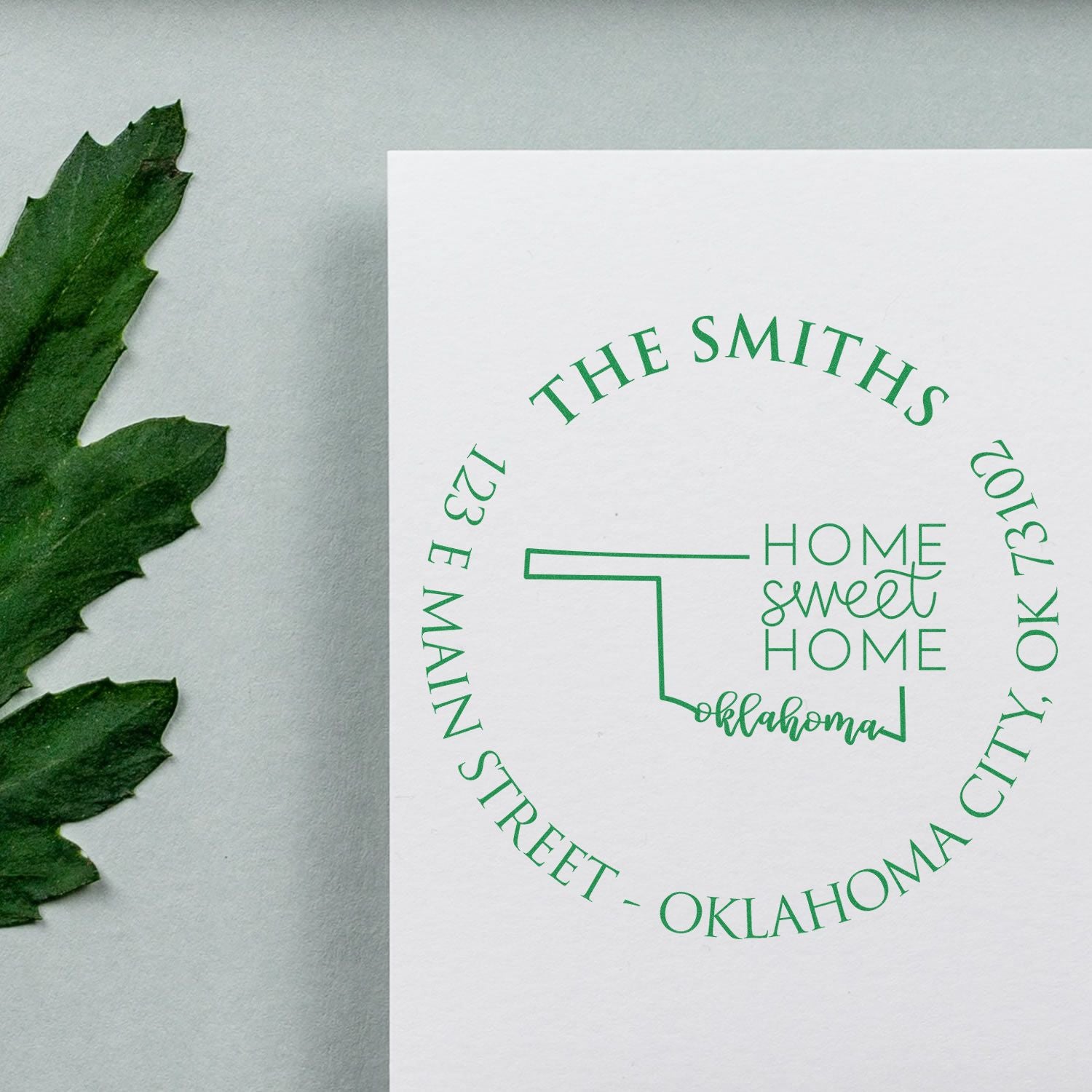 Self-Inking Round Oklahoma State Home Sweet Home Address Return Stamp