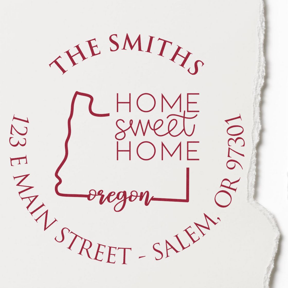 Slim Oregon State Home Sweet Home Mailing Address Pre-Inked Stamp