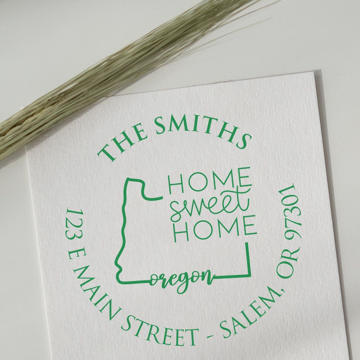 Round PSI Oregon State Home Sweet Home Personalized Mail Address Stamp