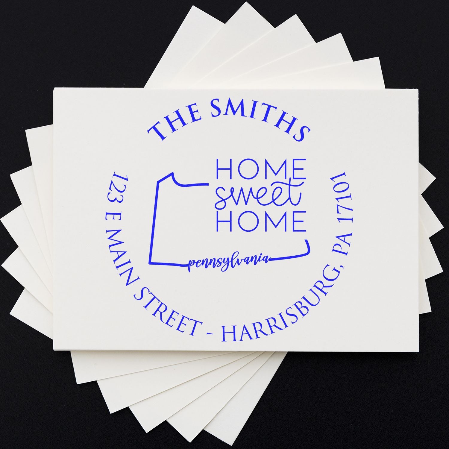 Self-Inking Round Pennsylvania State Home Sweet Home Address Rubber Stamp