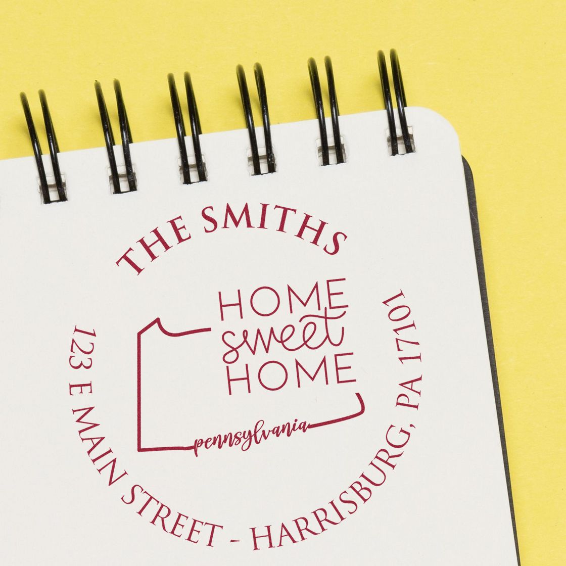 Self-Inking Round Pennsylvania State Home Sweet Home Address Rubber Stamp