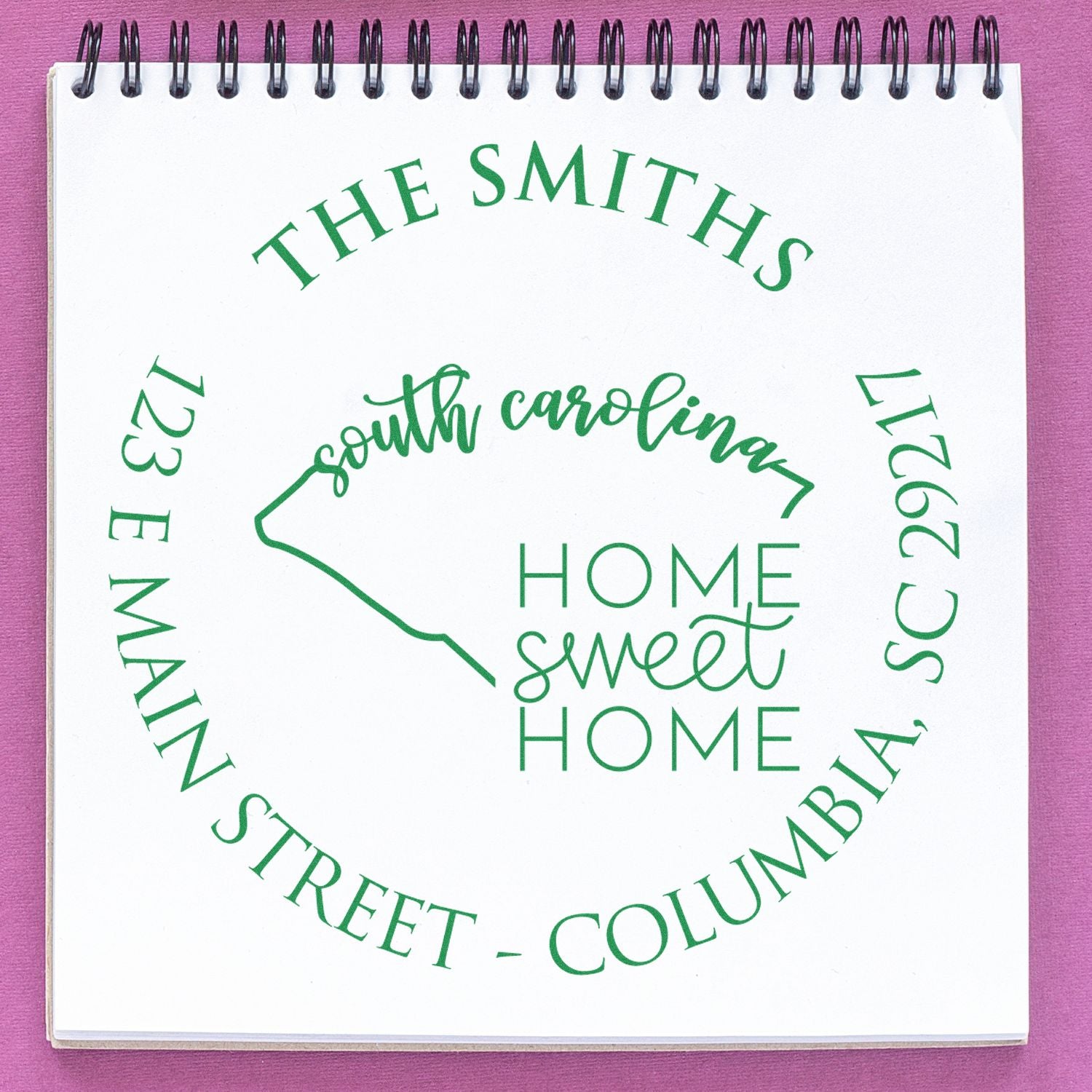 Self-Inking Round South Carolina State Home Sweet Home Address Stamper