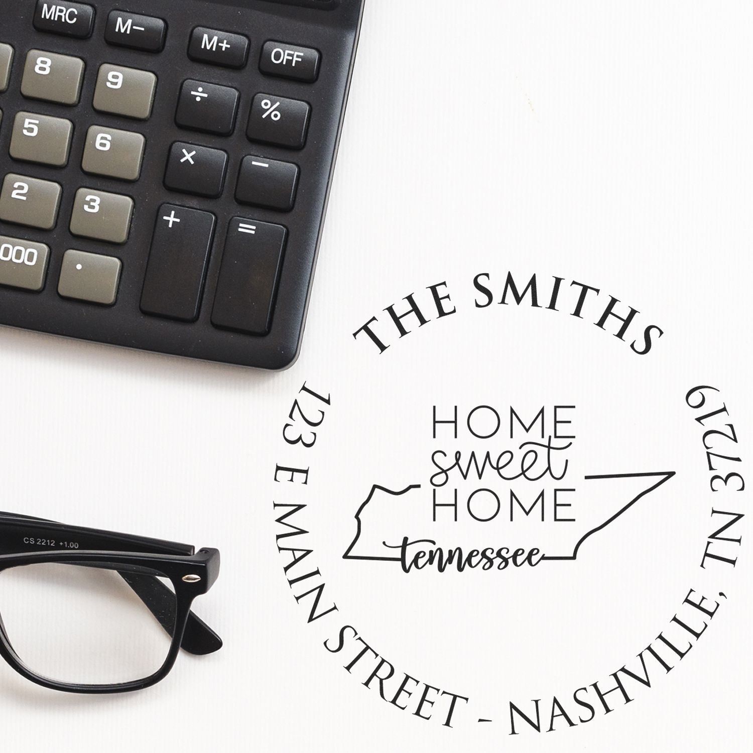 Self-Inking Round Tennessee State Home Sweet Home Custom Address Label Stamp