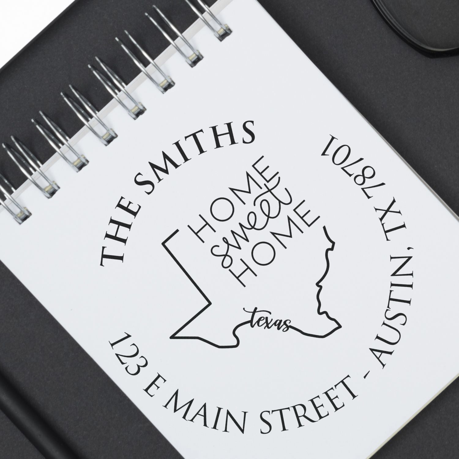 Slim Texas State Home Sweet Home Name and Address Pre-Inked Stamp