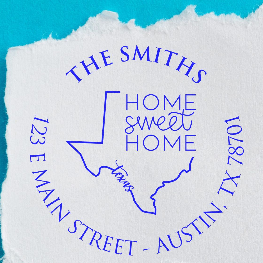 Wooden Handle Round Texas State Home Sweet Home Custom New Home Address Rubber Stamp