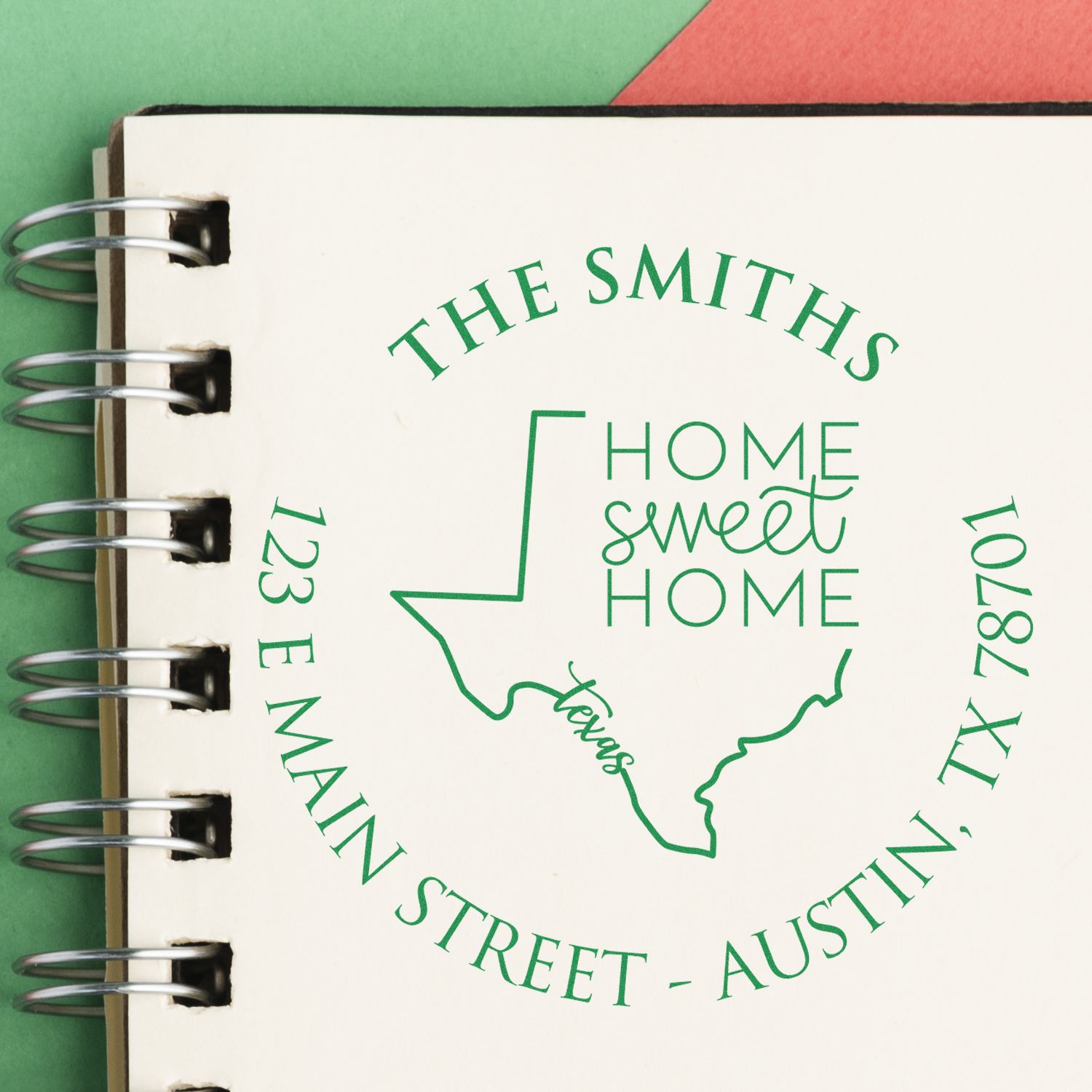 Slim Texas State Home Sweet Home Name and Address Pre-Inked Stamp