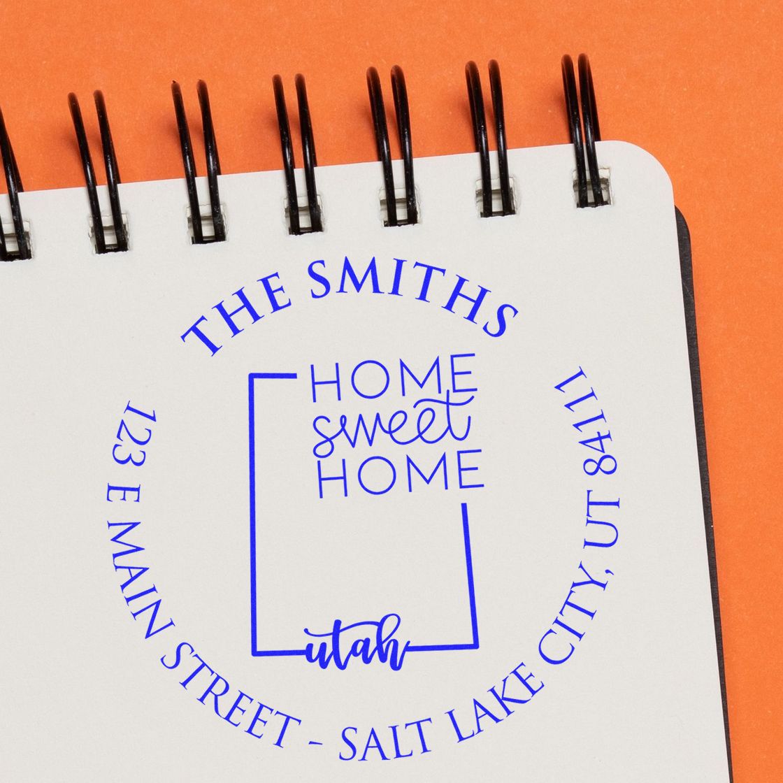 Round PSI Utah State Home Sweet Home Personalized Mailing Address Stamper