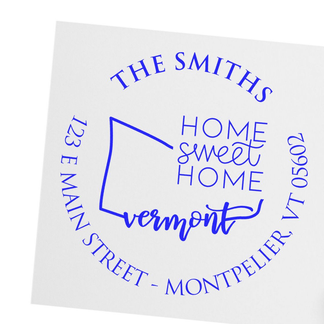 Round PSI Virginia State Home Sweet Home Personalized Mailing Stamp