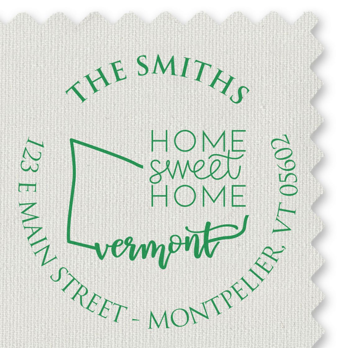 Round PSI Vermont State Home Sweet Home Personalized Mailing Pre-Inked Stamp