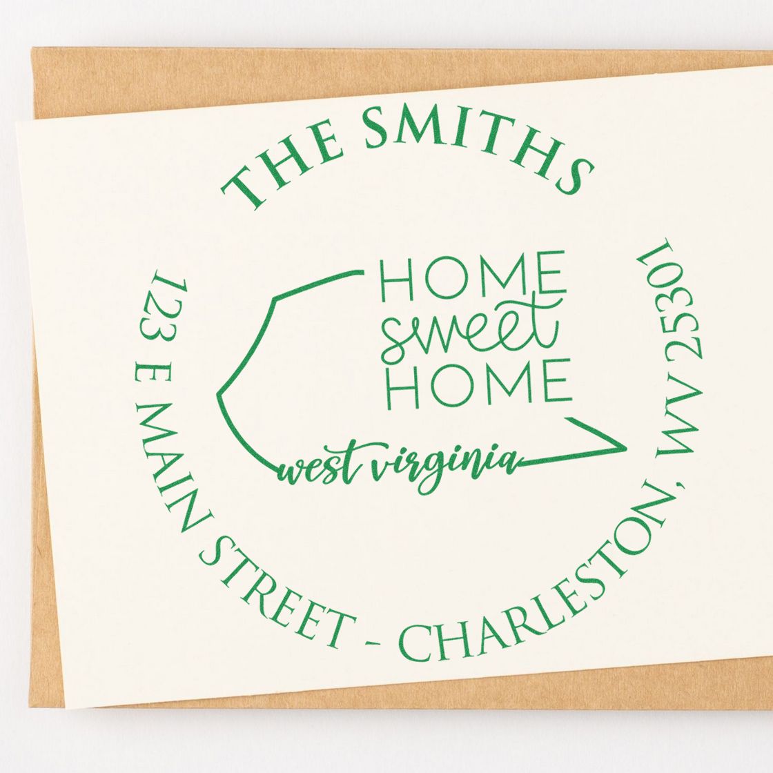 Self-Inking Round West Virginia State Home Sweet Home Custom Address Stamp