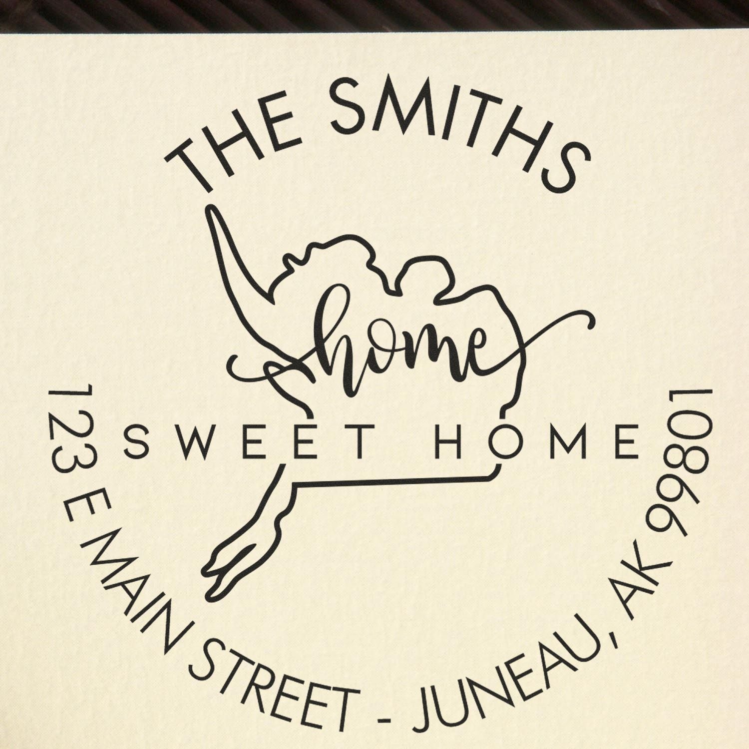 Slim Home Sweet Home for Alaska Personalized Address Label Stamp