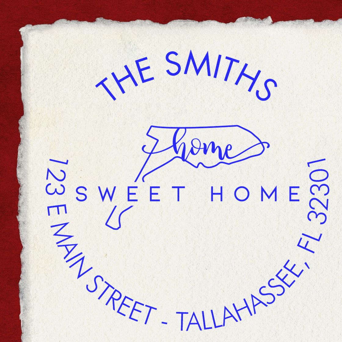 Wooden Handle Round Home Sweet Home for Florida Customizable Home Address For Envelopes Rubber Stamp