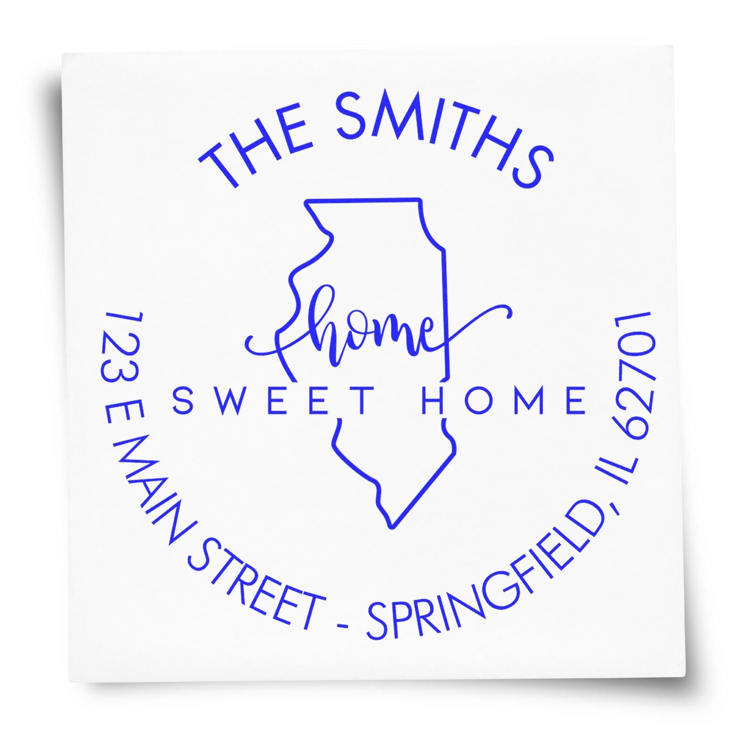 Wooden Handle Round Home Sweet Home for Illinois Customizable Mail Address Rubber Stamp