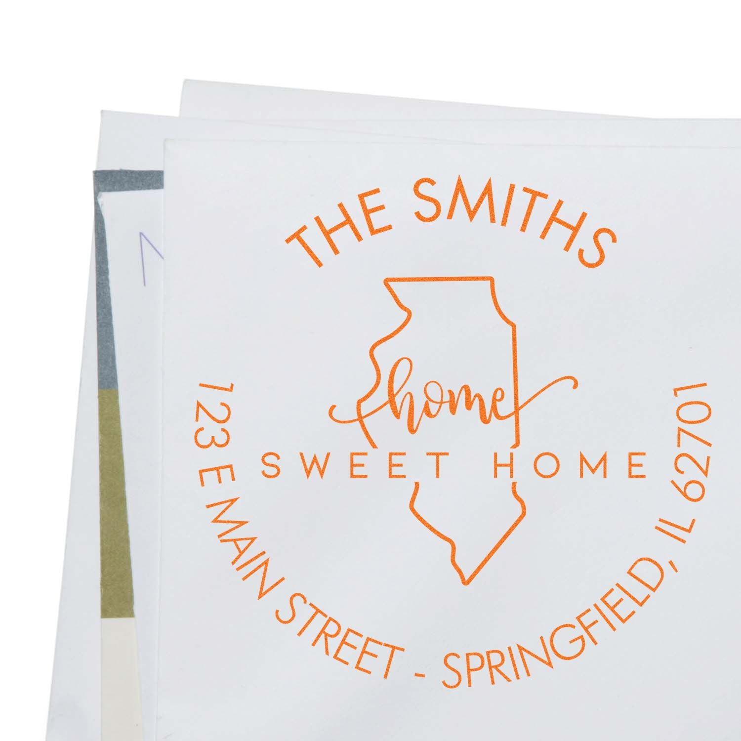 Self-Inking Round Home Sweet Home for Illinois Custom Mailing Address Stamper