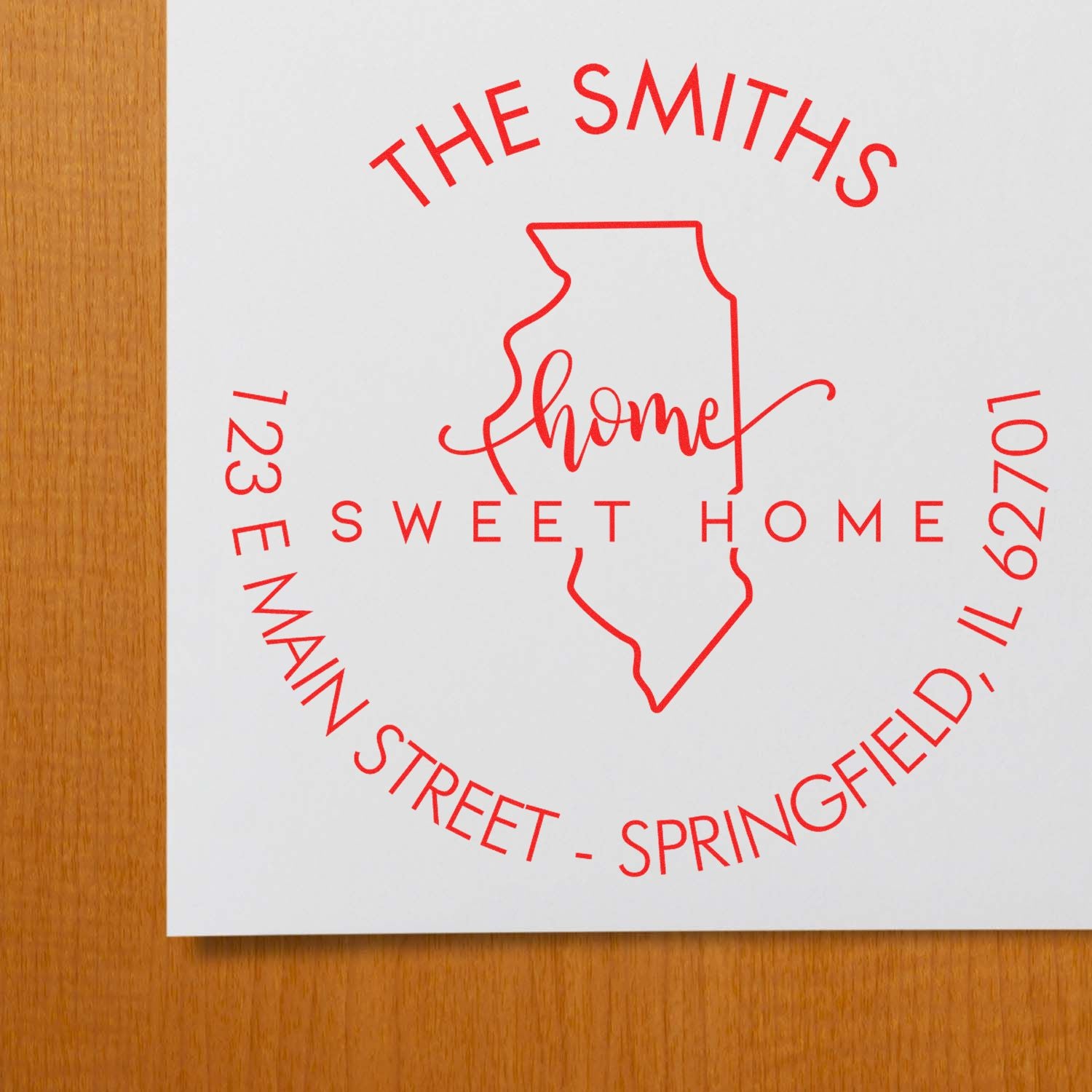 Round PSI Home Sweet Home for Illinois Address Label Stamp