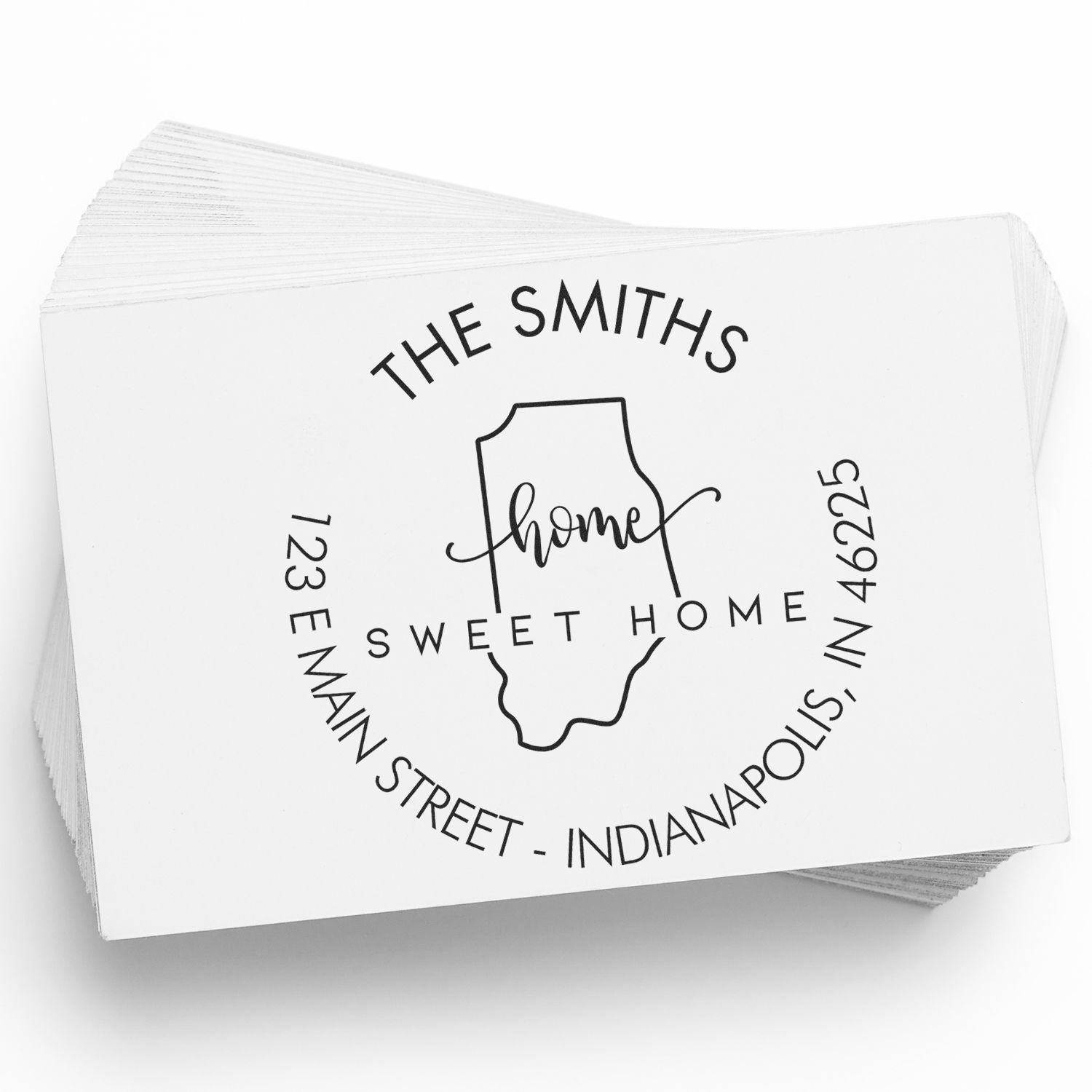 Wooden Handle Round Home Sweet Home for Indiana Customizable Mail Address Stamp