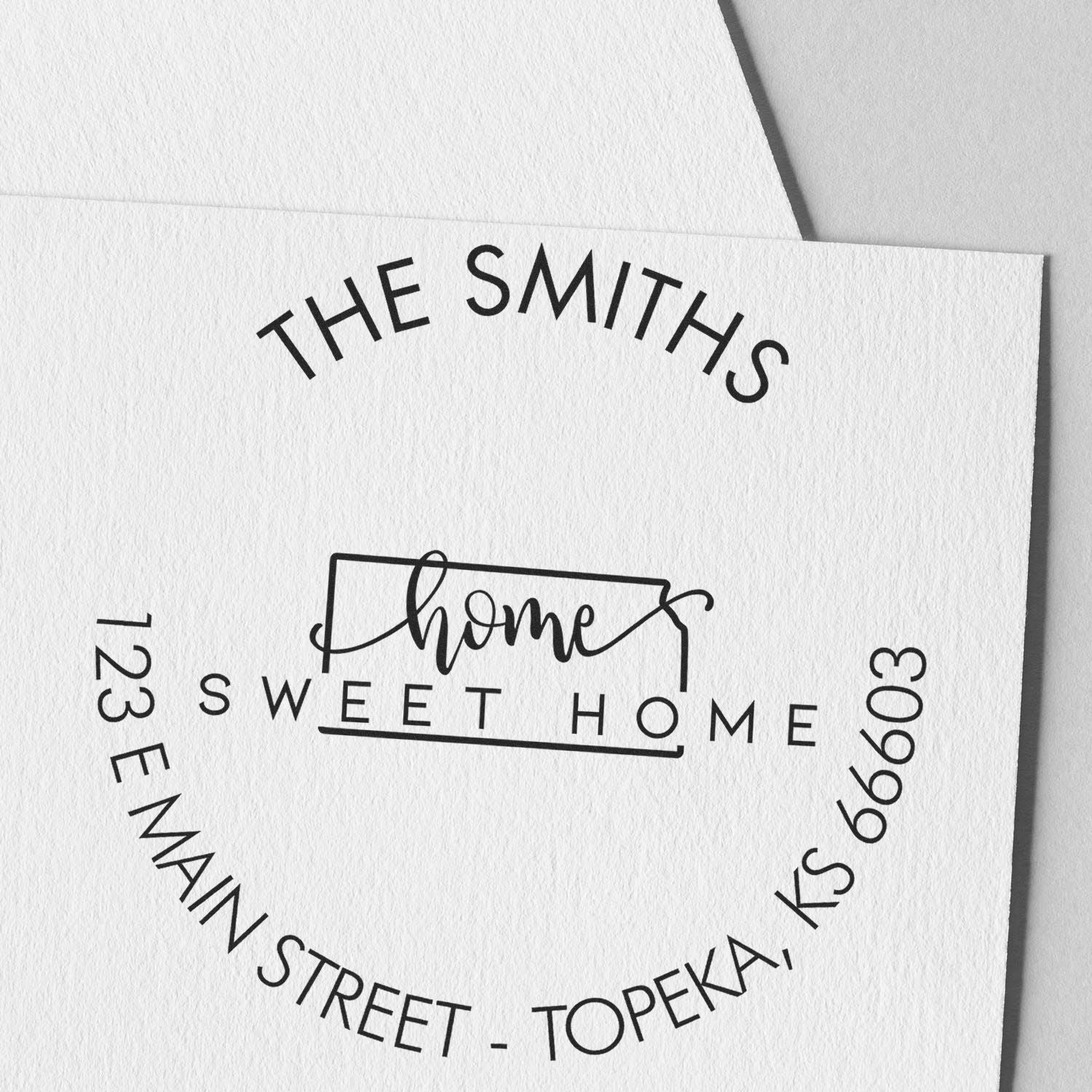 Round PSI Home Sweet Home for Kansas Address Return Stamp