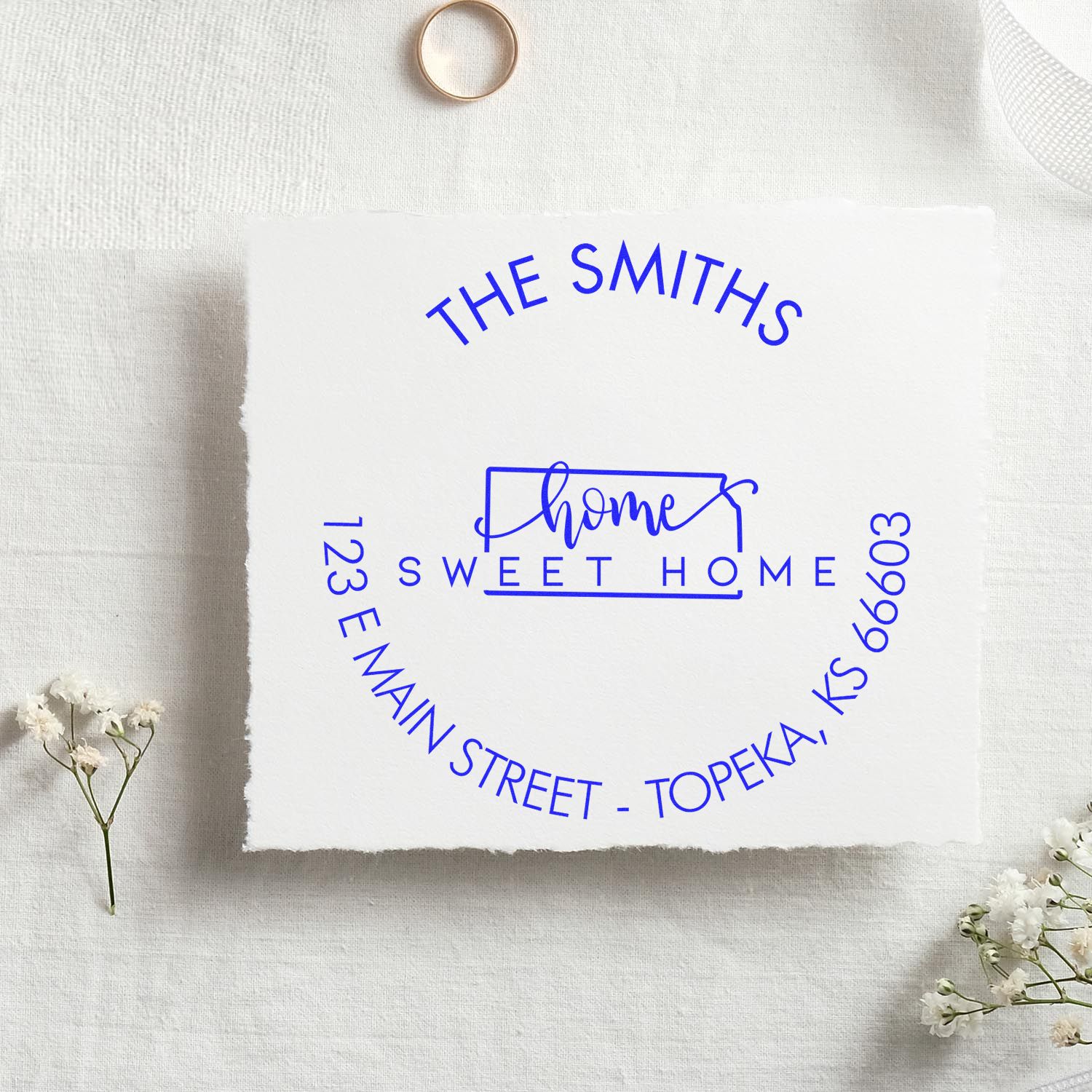 Slim Home Sweet Home for Kansas Personalized Mail Address Pre-Inked Stamp