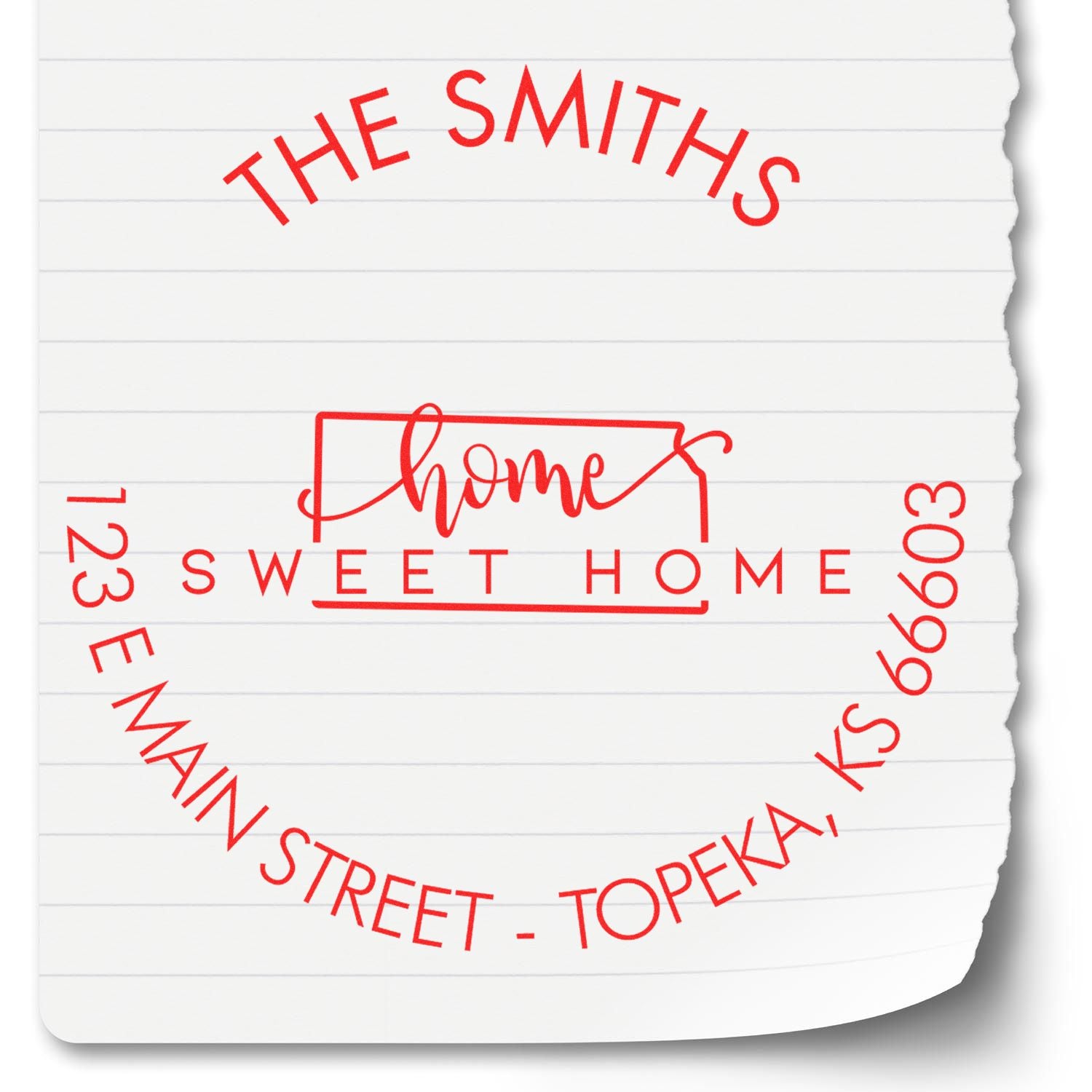 Wooden Handle Round Home Sweet Home for Kansas Customizable Mail Rubber Stamp