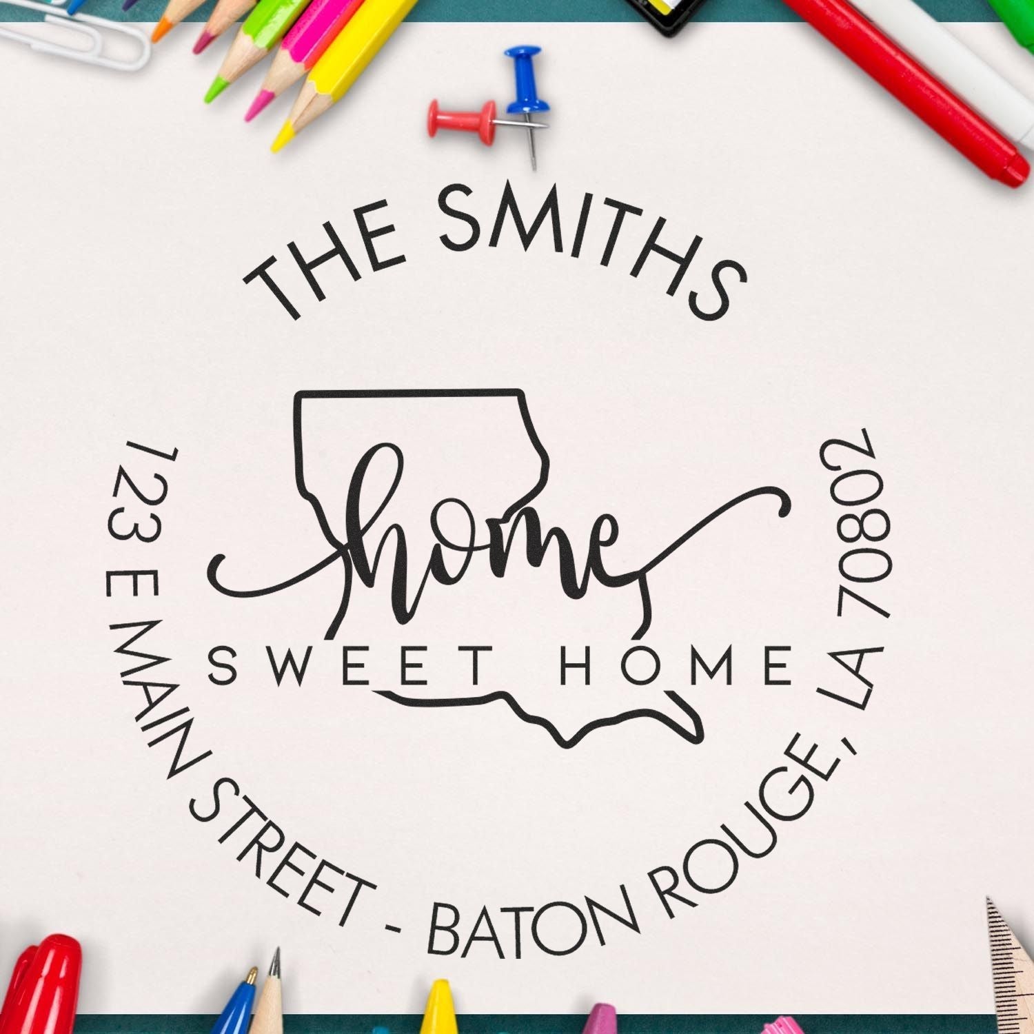 Slim Home Sweet Home for Louisiana Personalized Mail Address Pre-Inked Stamp