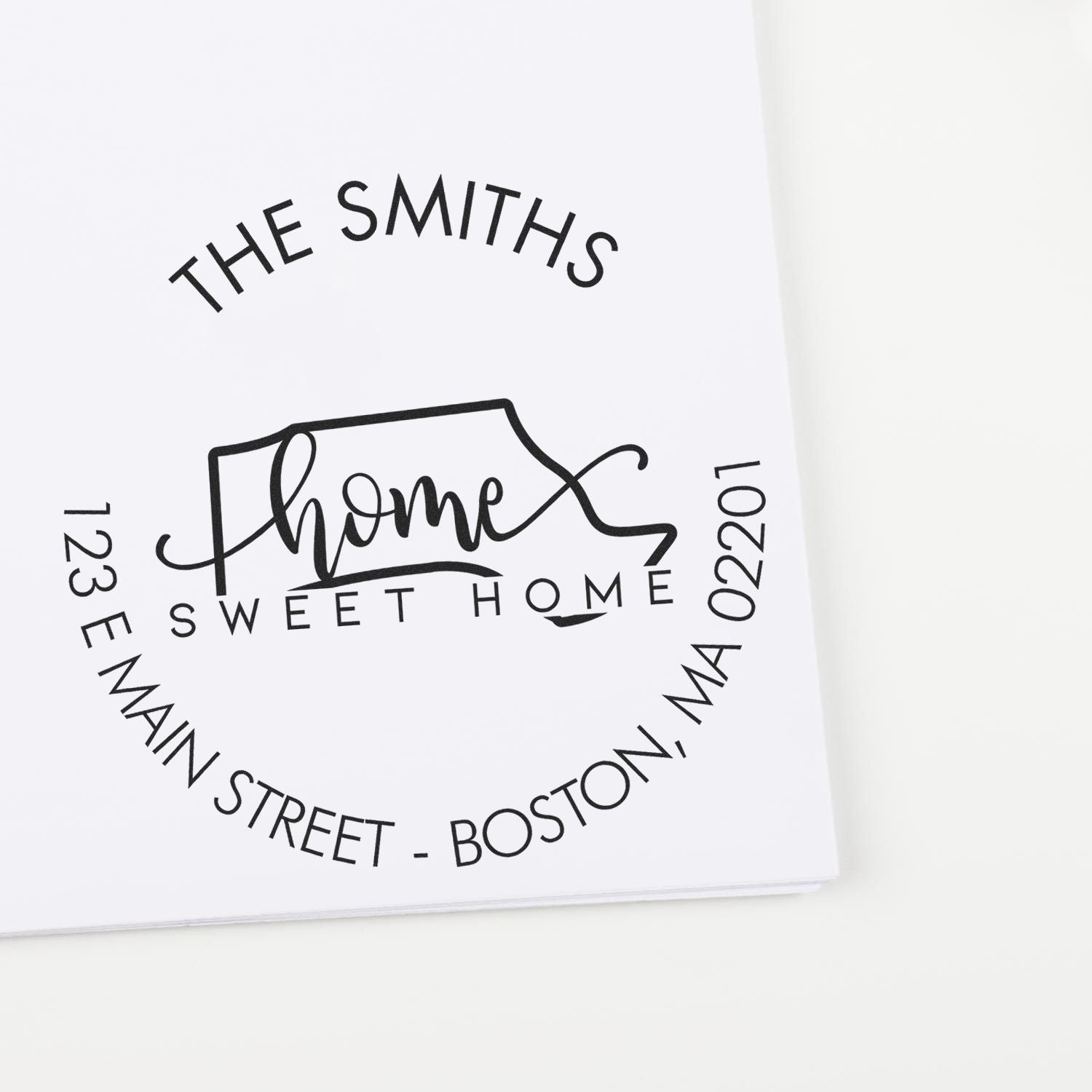 Self-Inking Round Home Sweet Home for Massachusetts Custom New Address Stamp