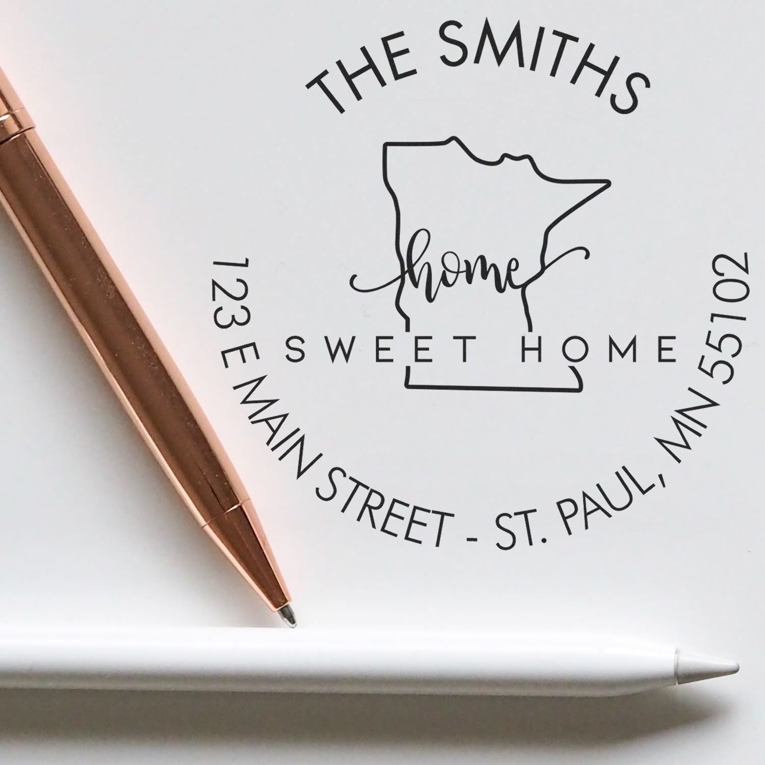 Wooden Handle Round Home Sweet Home for Minnesota Customizable Mailing Stamp