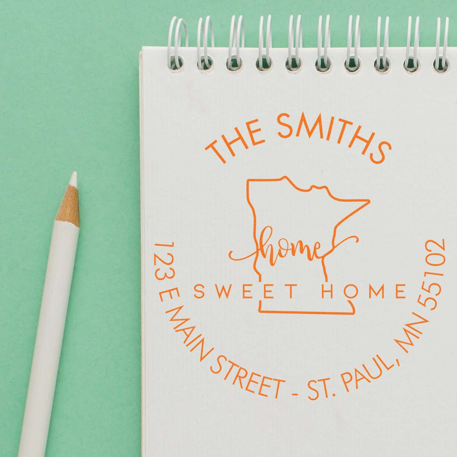 Slim Home Sweet Home for Minnesota Personalized Mailing Address Stamp