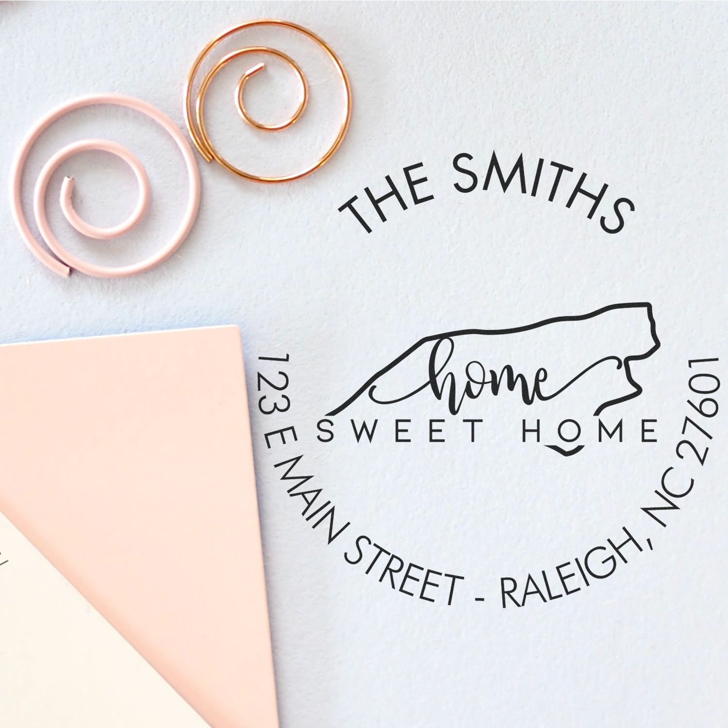 Slim Home Sweet Home for North Carolina Personalized New Address Pre-Inked Stamp