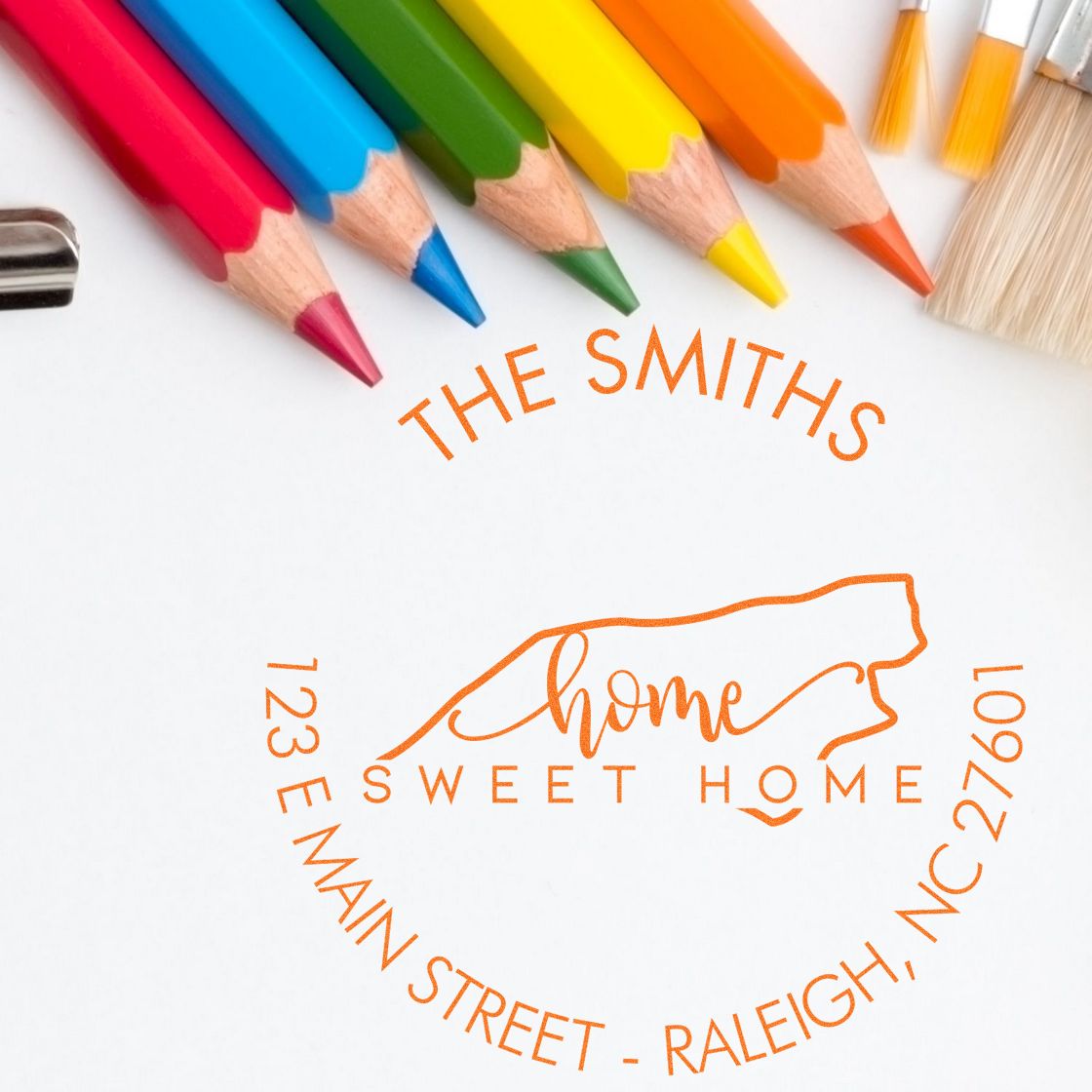 Self-Inking Round Home Sweet Home for North Carolina Customizable Address Return Stamp