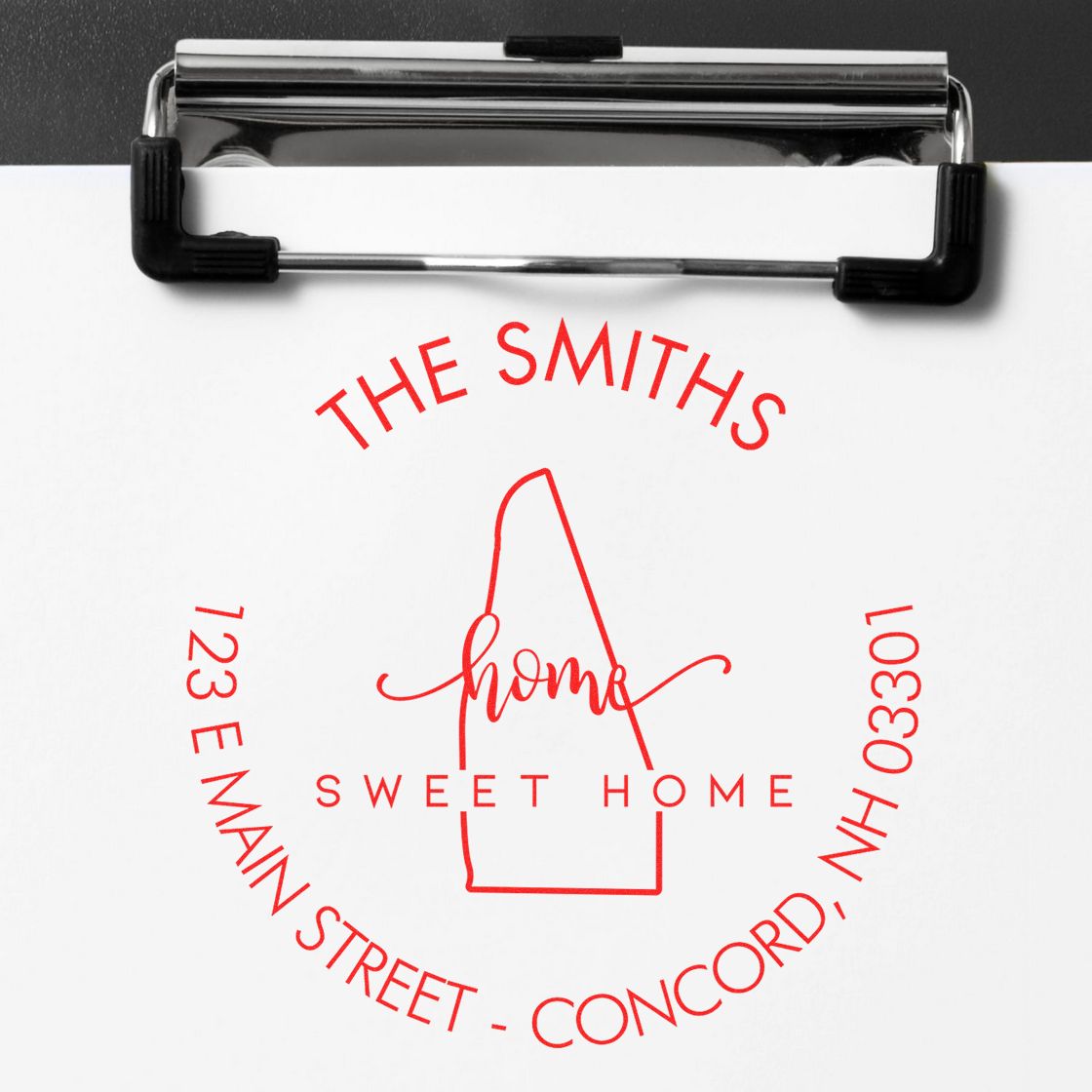 Round PSI Home Sweet Home for New Hampshire Custom Address Stamper