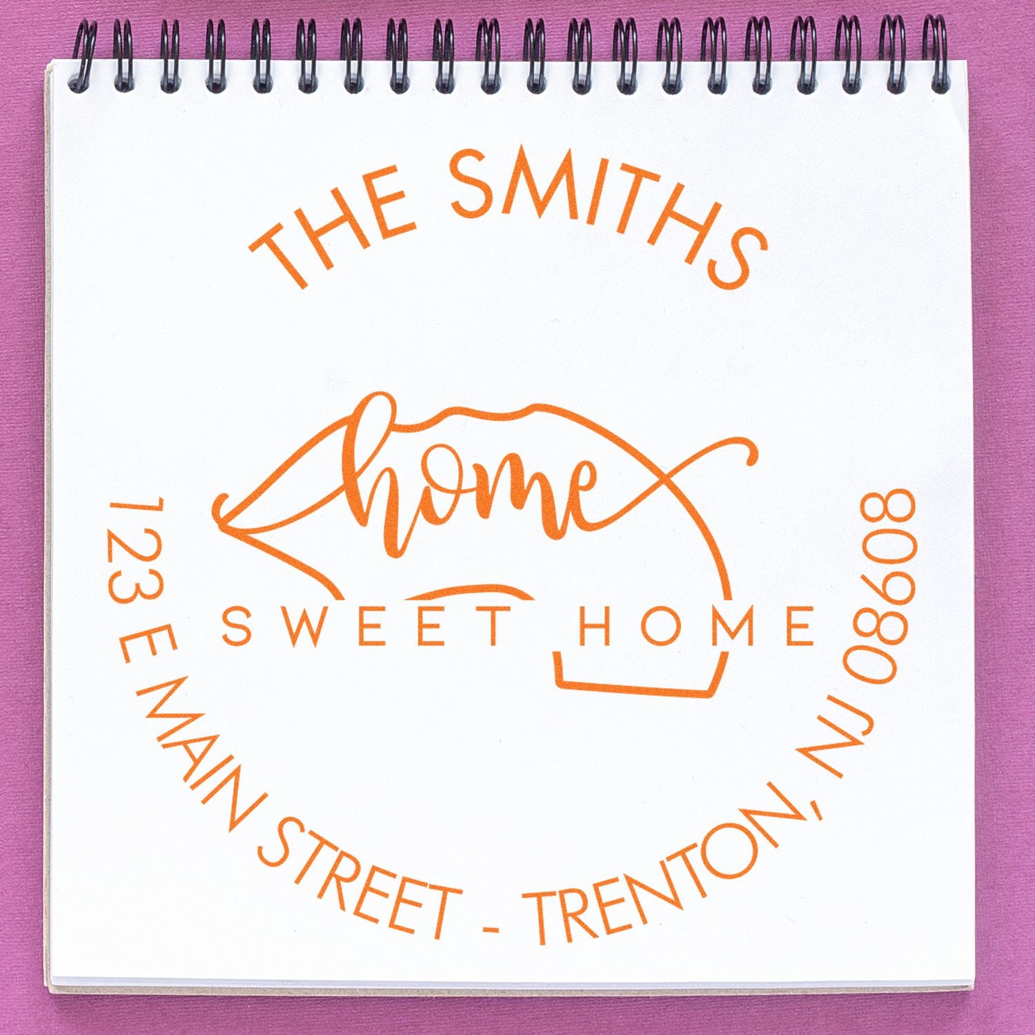 Self-Inking Round Home Sweet Home for New Jersey Customizable Address Label Stamp