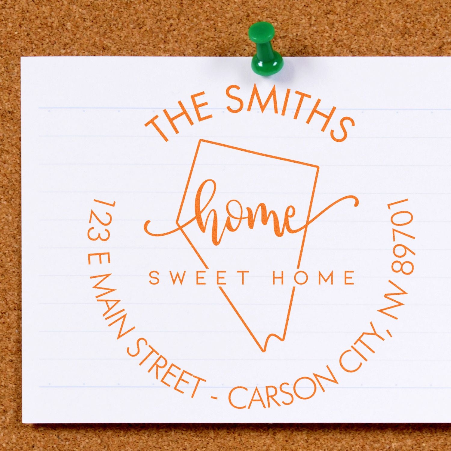 Wooden Handle Round Home Sweet Home for Nevada Customizable New Address Rubber Stamp