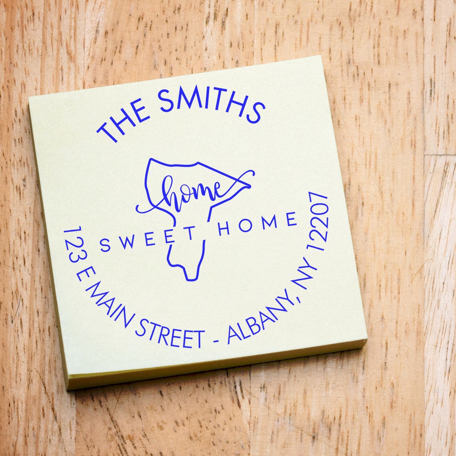 Wooden Handle Round Home Sweet Home for New York Customizable New Home Address Stamp