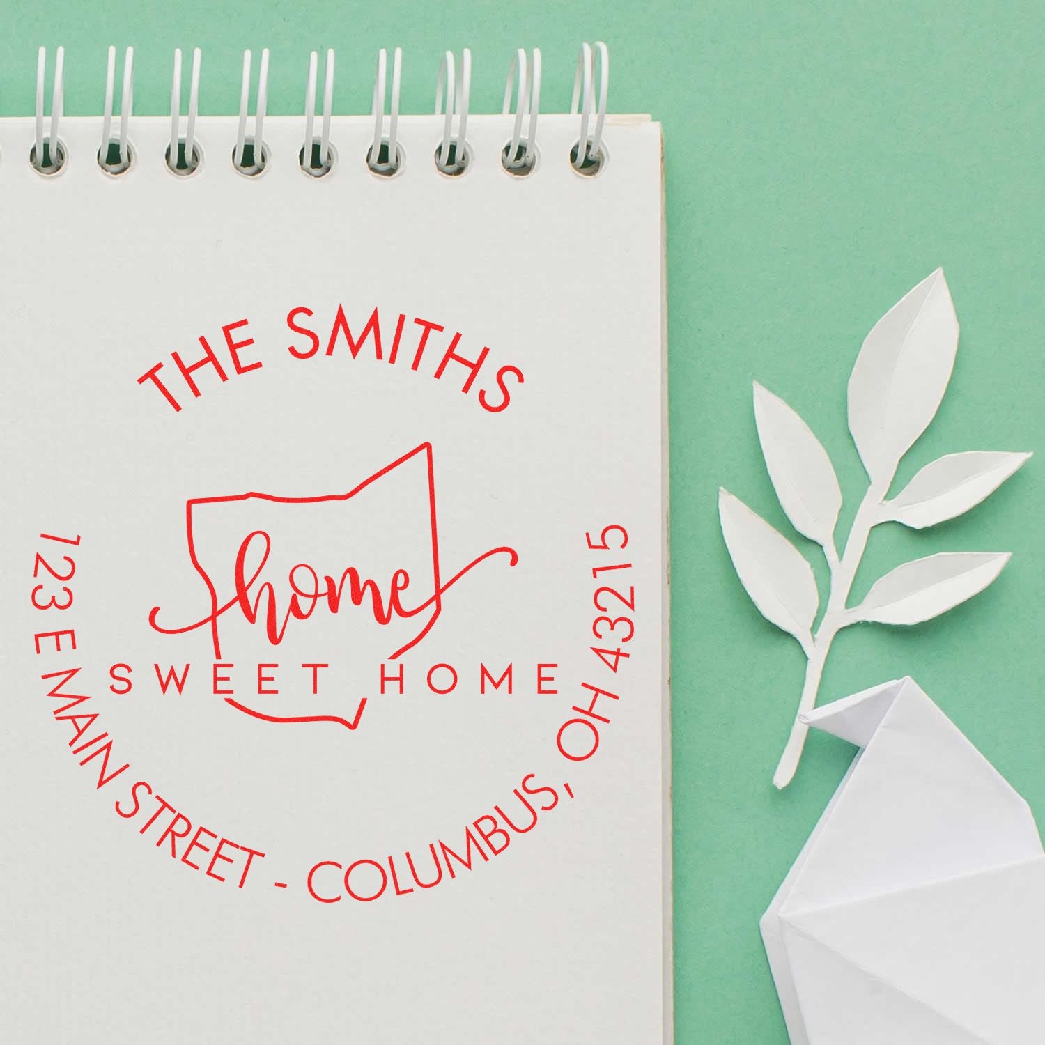 Self-Inking Round Home Sweet Home for Ohio Customizable Address Rubber Stamp