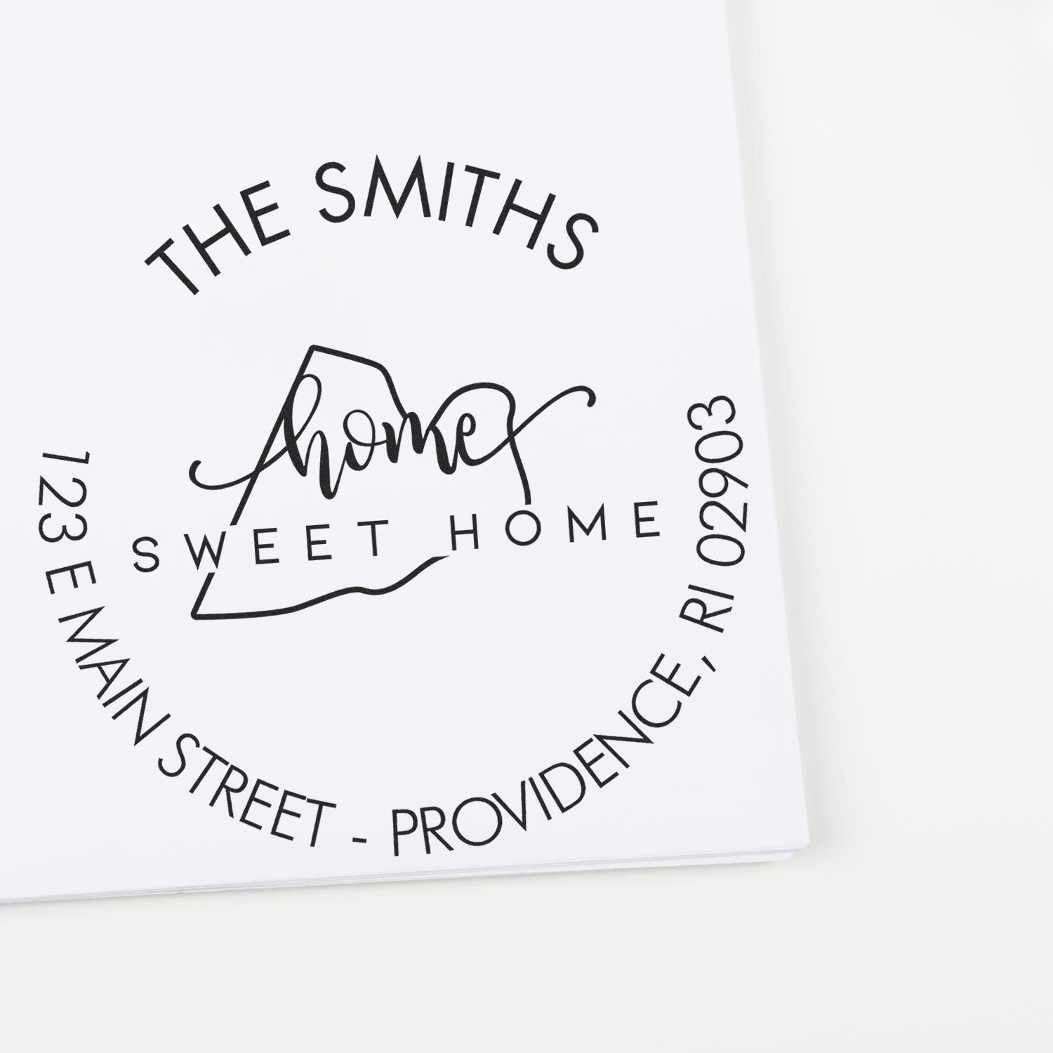 Self-Inking Round Home Sweet Home for Rhode Island Customizable Home Address For Envelopes Stamp