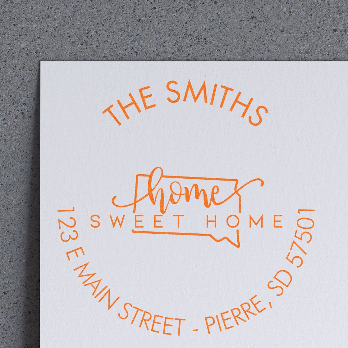 Self-Inking Round Home Sweet Home for South Dakota Customizable Home Address Rubber Stamp