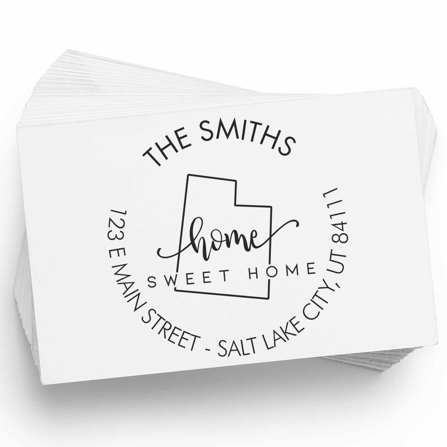 Self-Inking Round Home Sweet Home for Utah Customizable Mail Address Rubber Stamp