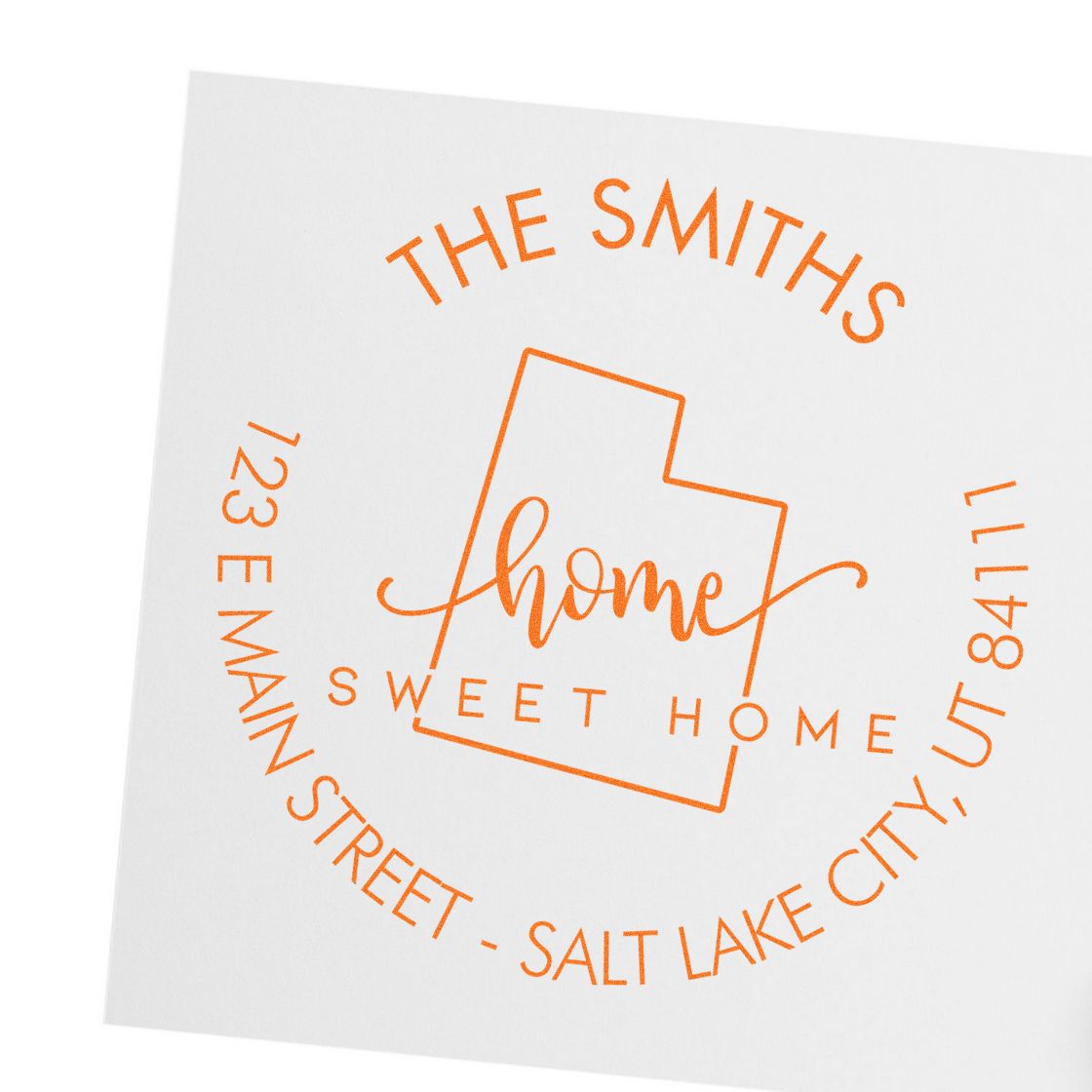 Self-Inking Round Home Sweet Home for Utah Customizable Mail Address Rubber Stamp